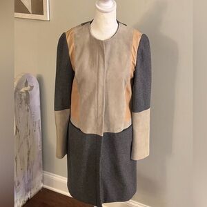 Diane Von Furstenberg Gray and Tan Trench Coat classy, professional